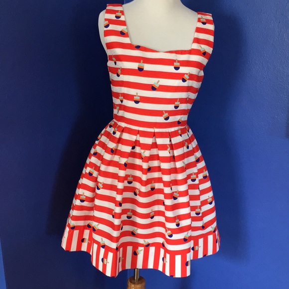 Kling Red & White Stripe summer dress with colorful popsicle print retro pinup - Picture 16 of 16
